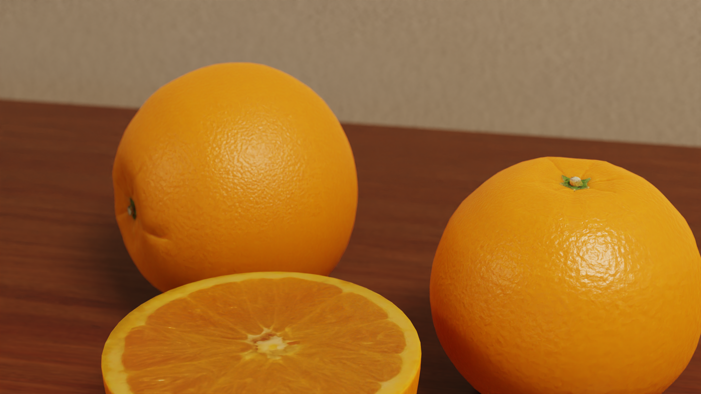 Orange half and whole 3D model