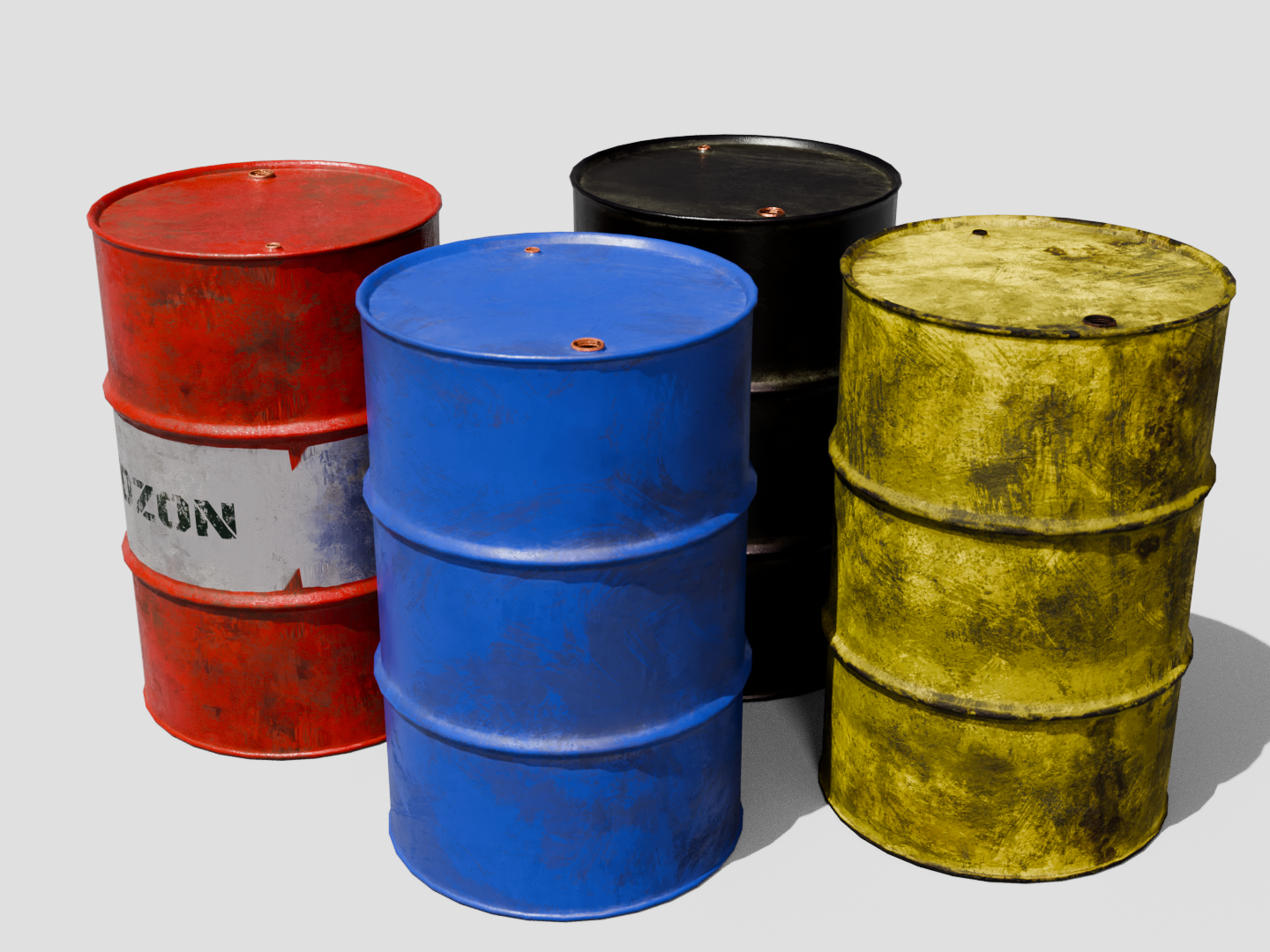 Oil drum set 3D model
