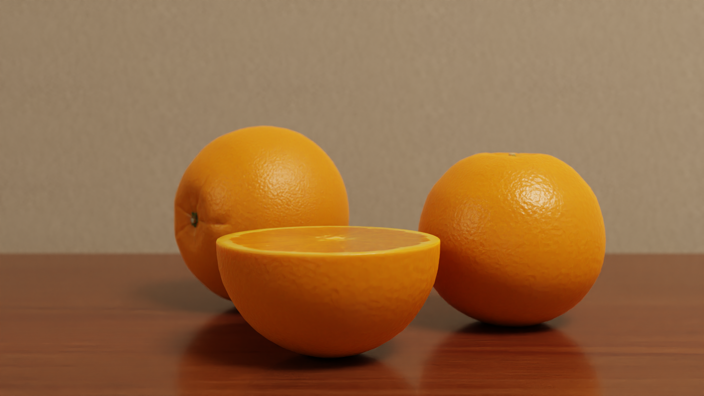 Orange half and whole 3D model