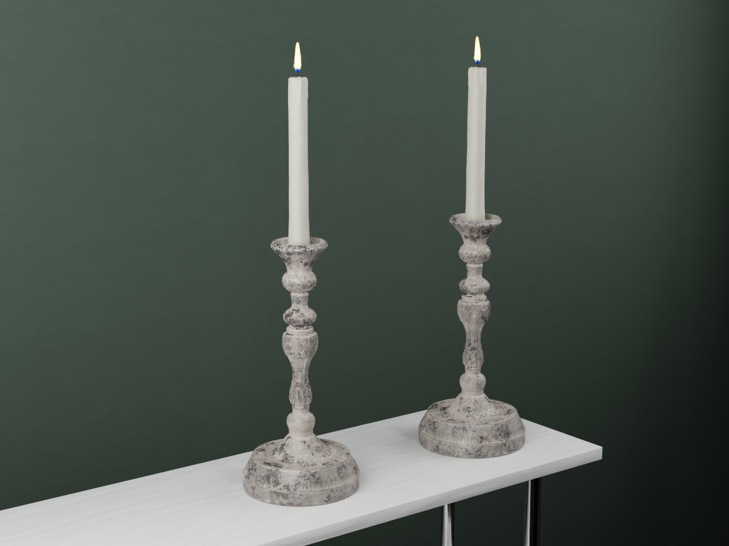 Old worn candlestick 3D model