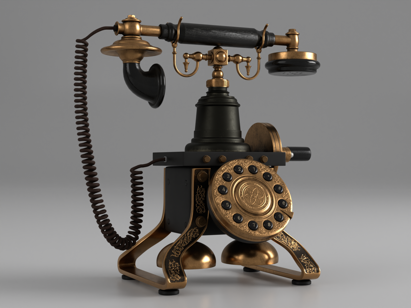 Antique rotary phone 3D model