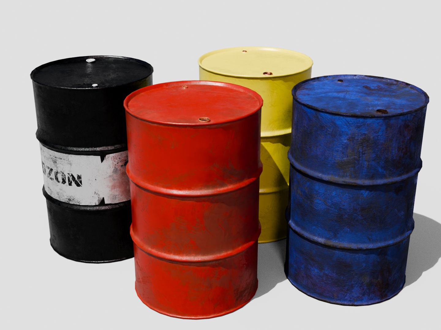 Oil drum set 3D model