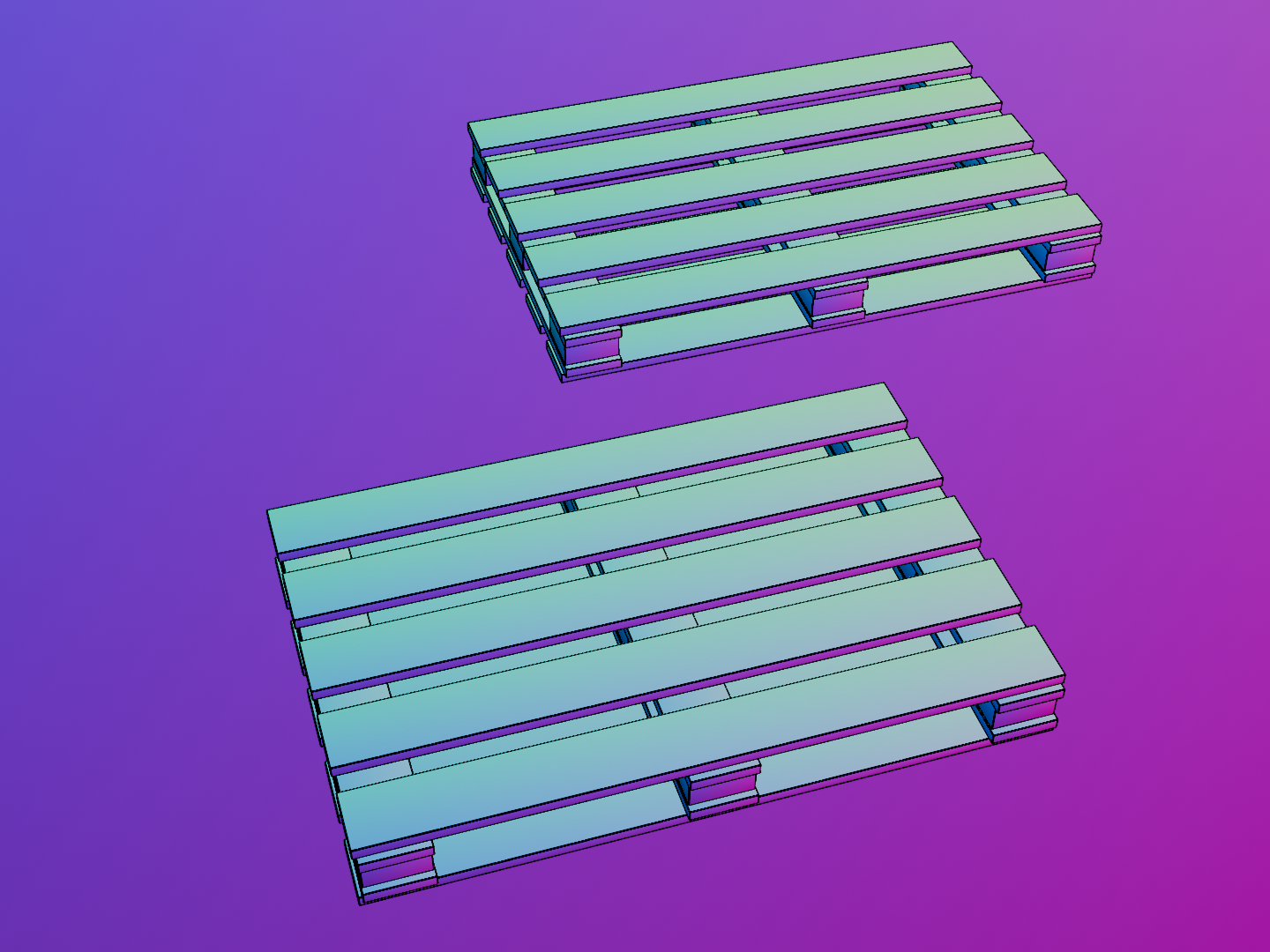 Wooden pallet set 3D model