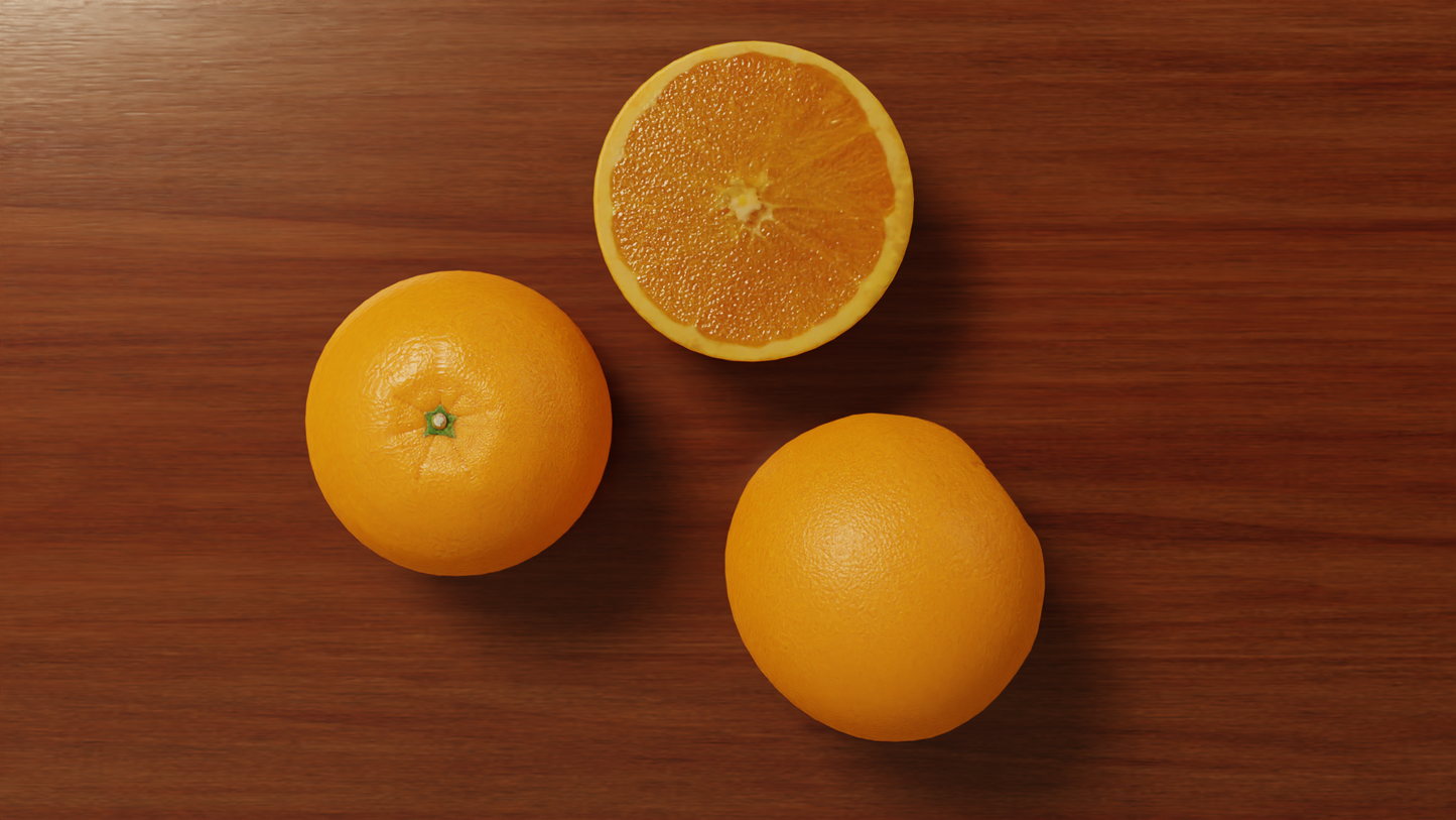 Orange half and whole 3D model