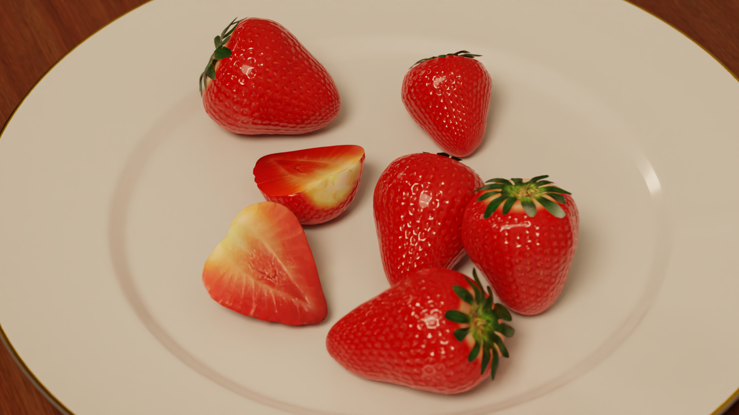 Set of Strawberries 3D model