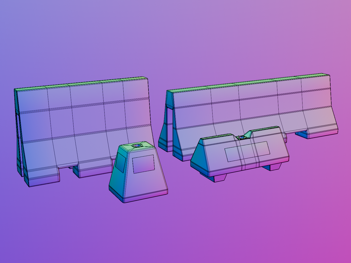 Concrete barrier set 3D model