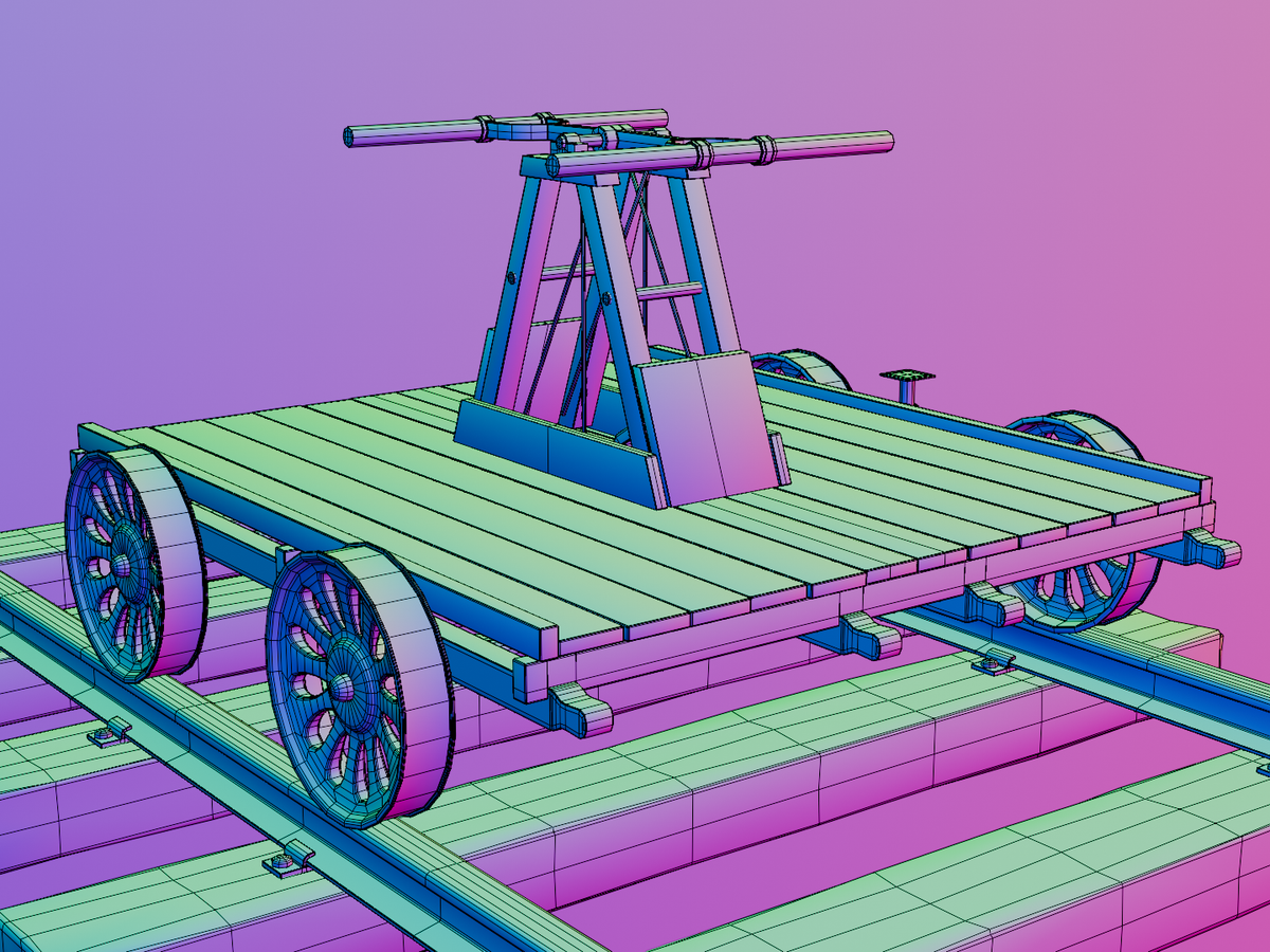 Railroad trolley set 3D model
