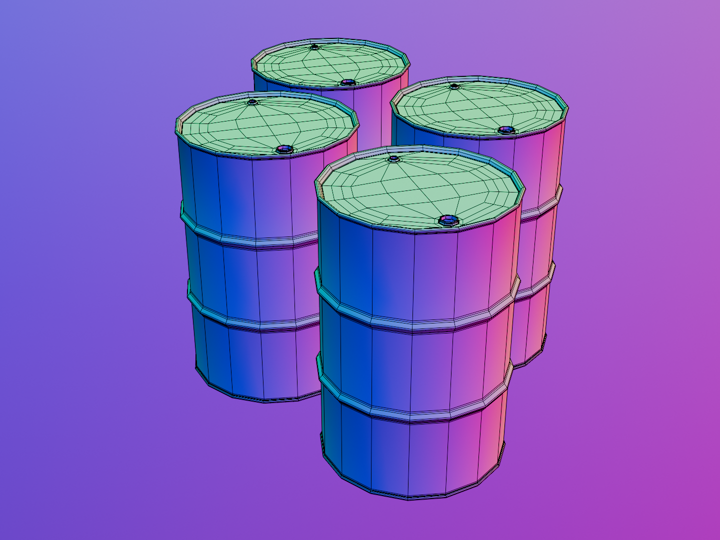 Oil drum set 3D model