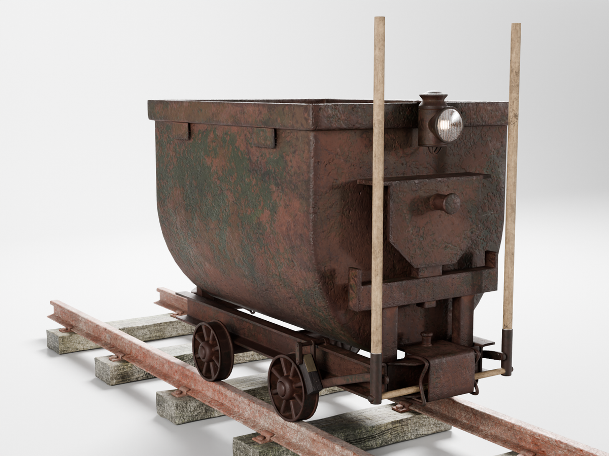 Railroad trolley set 3D model