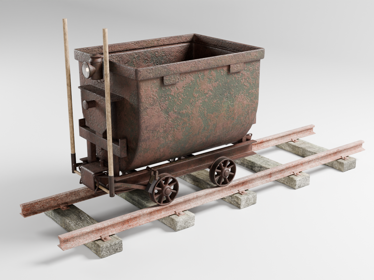 Railroad trolley set 3D model