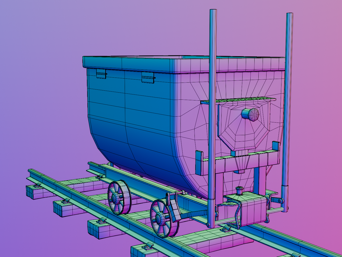 Railroad trolley set 3D model